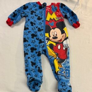 Disney - Mickey Mouse Blue and Red Fleece Footie/Footed Onesie Sleeper
